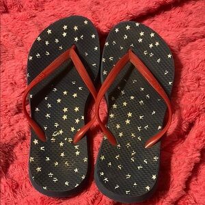 Starry Black and Red Flip Flops